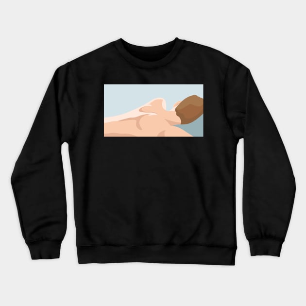 Man Laying In Bed Crewneck Sweatshirt by Nevervand